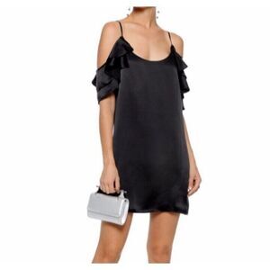 Cami NYC Dress GRAY Silk Off‎ The Shoulder Mini Dress Size Small